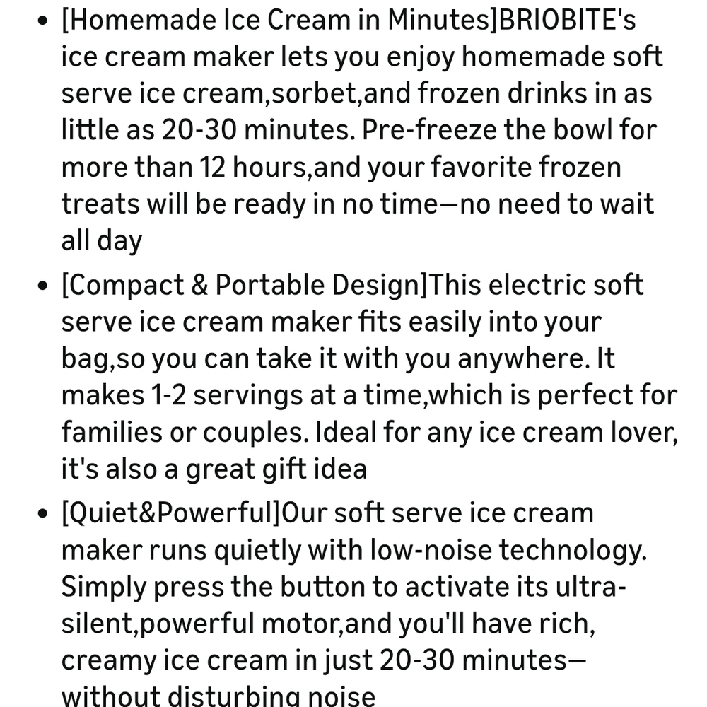 Briobrite Portable Ice Cream Maker with USB Charger - Black New In Box - Picture 7 of 8